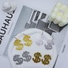 Sparkly Dollar Sign Dangle Earrings Acrylic Shiny Dollar Money Stud