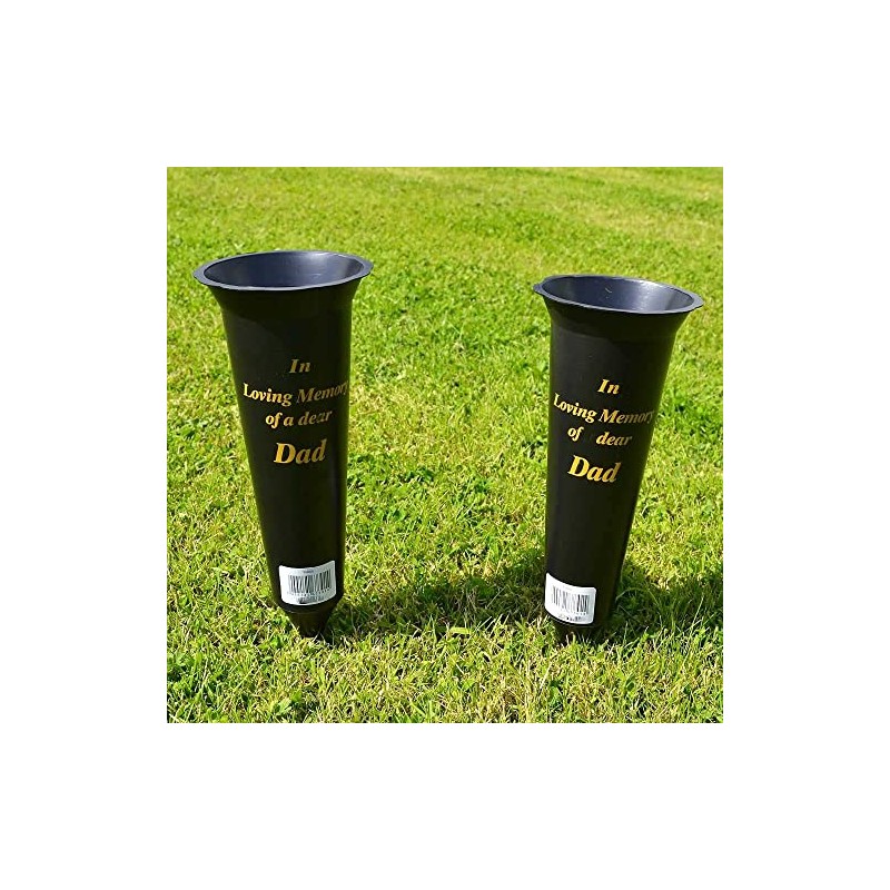 Set of 2 Black In Loving Memory DAD Spiked Memorial