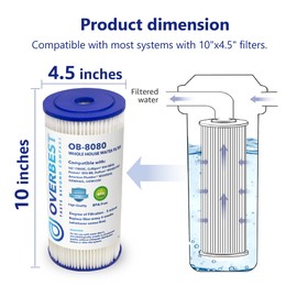 Overbest FXHSC 10" x 4.5" Whole House Water Filter, Replacement for GE FXHSC, Culligan R50-BBSA, Pentek R50-BB and DuPont WFHDC3001, American Plumber W50PEHD, GXWH40L (3 Pack)