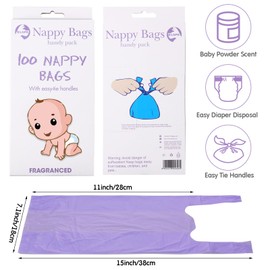 1600 Count Baby Disposable Diaper Bags Scented Diaper Sacks with Tie Handle Disposal Diaper Trash Bags Baby Poop Bags Waste Bag Refill (Purple)