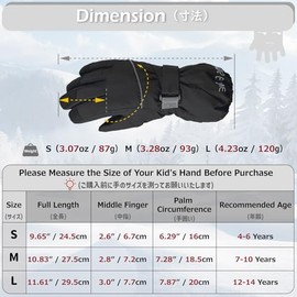 Azarxis Kids Ski Gloves, Winter Cold Weather Warm Gloves Thermal Fleece Snow Gloves for Skiing, Snowboarding
