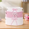 Breling 3 Pieces Coquette Bow Laundry Hamper Cotton Rope Storage