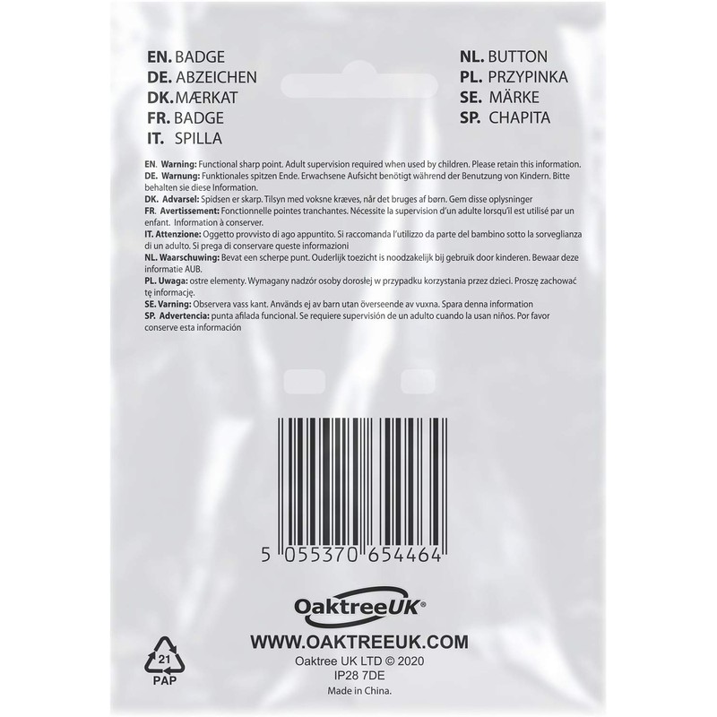 OakTree 3" Badge 21st Birthday Sparkling Fizz Black Gold Holographic