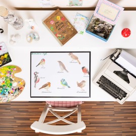 Mr. & Mrs. Panda Desk Mat Native Birds Gift Desk Mat Large Stationery Desk Pad