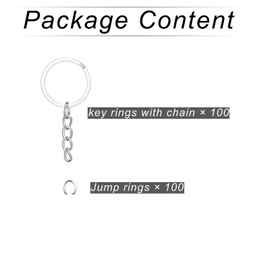 ZIIYAN 100PCS Key Ring with Chain and Open Jump Rings, 1 Inch/25mm Split Round Keychains Rings Bulk for Crafting Crafts Making Jewelry