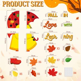Containlol Fall Bulletin Board Decorations Autumn Maple Leaf Paper Cutouts Fall in Love with Learning Classroom Door Decorations for Thanksgiving Party Supplies School Chalkboard Wall Home