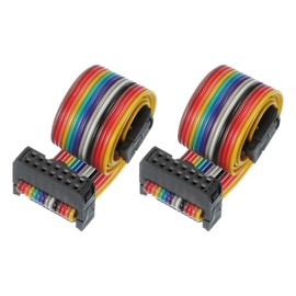 PATIKIL 14 Pins IDC Connector Flat Ribbon Cable 2.54 mm Pitch Length 300 mm Wide 18 Mm, 2 Pcs Dual Row Data Cable Female to Female for IDE Drive Printer Industrial DIY Electronics