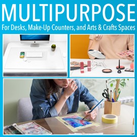 20" x 36" Tempered Glass Desk Mat to Protect Your Desk - Sleek Glass Desk Pad for Your Keyboard or Computer Monitor - Clear Desk Mat for Desktop - Dry Erase Desk Pad Made with Sturdy Reinforced Glass