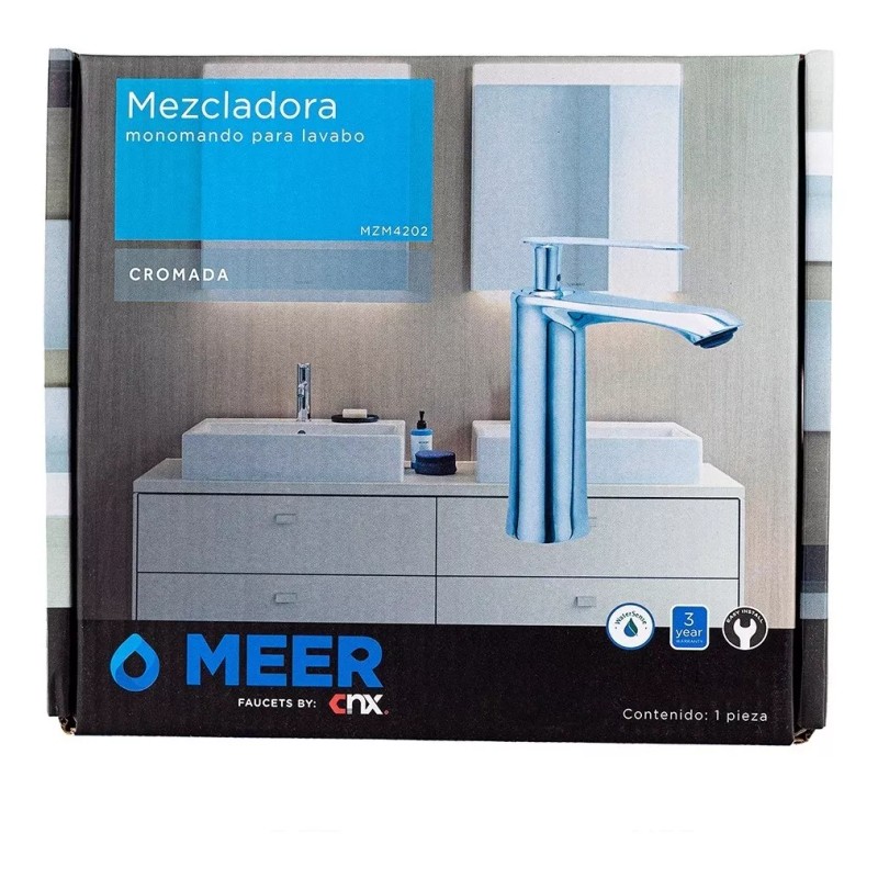 Cnx Mezcladora Monomando Para Lavabo Cromado