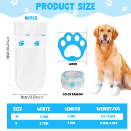 40 Pcs Disposable Waterproof Dog Boots,Pet Shoes with Self-Adhesive Bandage,Disposable Dog Booties for Paw Protection,Pet Feet Covers Shoes,Paw Protectors for Indoor and Outdoor Use (M)