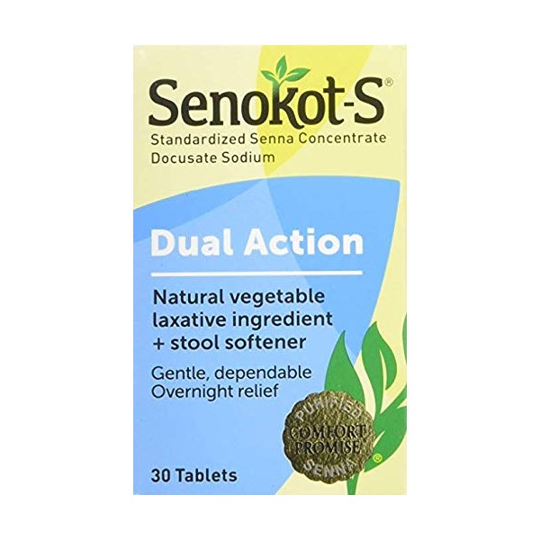 Senokot-S Laxative Plus Softener Tablets 2 Pack (30 Count Each) Dual Action Senokot-S Combines The Proven Strength