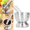Lybunair Mortar and Pestle Set, Manual Garlic Press Grinder, Stainless