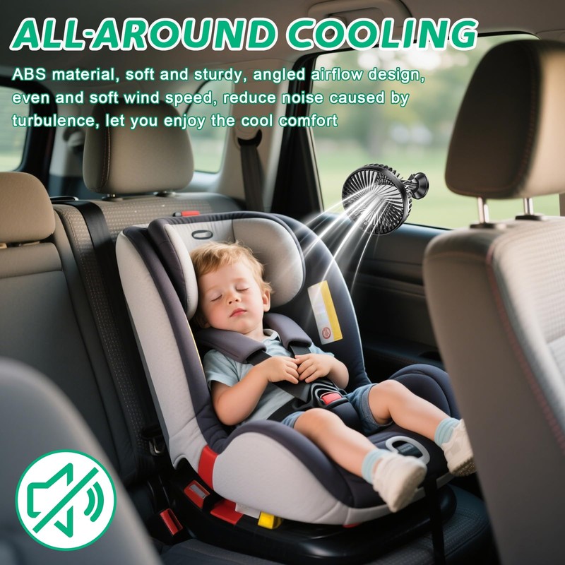 VBGURR USB Car Fan, Electric Auto Cooling Fan for Dashboard