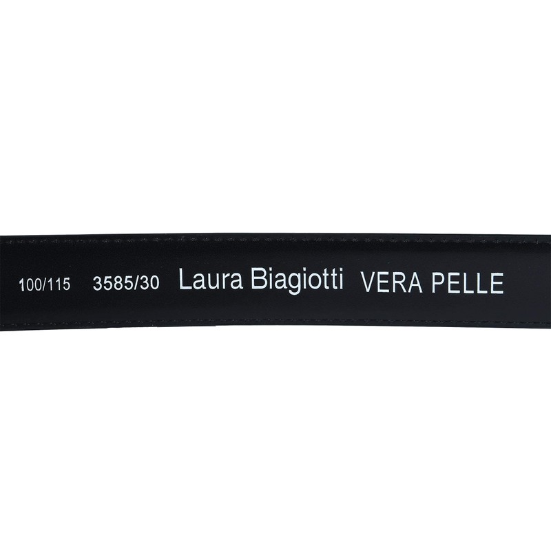 Biagiotti Women's Genuine Leather Thin Belt with Box, Black 3