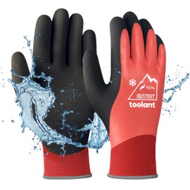 Thermal Work Gloves for Cold Weather, Waterproof Winter Gloves, Touchscreen, Super Grip, for Gardening, Fishing, Car Washing, Working in Freezer, Red, X-Large