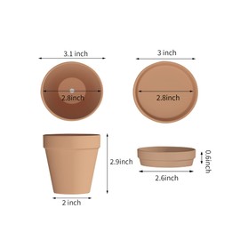 Fcacti 3 Inches Small Terracotta Pots with Saucer, 12 Pack 3" Terra Cotta Planter with Drainage Holes, Small Clay Flower Pots for Plants, Succulents, Crafts, Wedding Favor