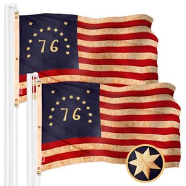 G128 2 Pack: Bennington 76 Tea-Stained Flag | 5x8 Ft | ToughWeave Pro Series Embroidered 420D Polyester | Historical Flag, Embroidered Design, Indoor/Outdoor, Brass Grommets