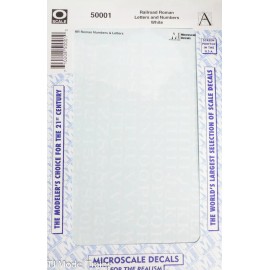 Microscale Decal O #50001 Railroad Roman Letters & Numbers (White) Decal
