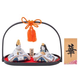 Baby Marketto Hina Doll, Ceramic, Compact, Prince's Hei Decoration, Dyed Cotton Hand Basket with Large Basket, Yakushi Kiln with Name Wooden Tag (S, Nadeko)