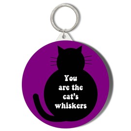 Gift Insanity YOU ARE THE CATS WHISKERS PURPLE BACKGROUND SHORT CHAIN KEYRING BOTTLE OPENER