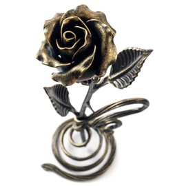 Hand Forged Metal Rose (Bronze Stained) (+ Metal Stand)