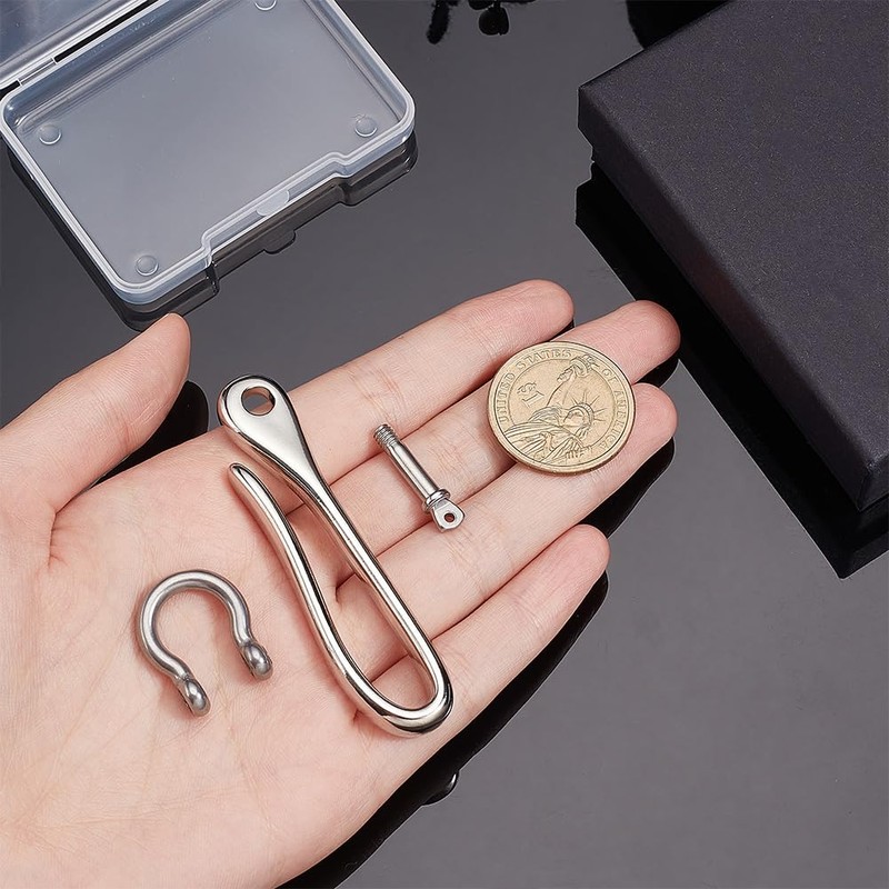 [PH PandaHall] Fish Hook Key Chain Brass Key Ring Platinum