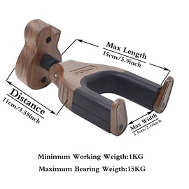 Guitar Shaped Solid Wood Detachable Gravity Lock Hook, Guitar Self-Locking Hook Solid Wood Guitar Shaped Wood Grain Split Guitar Hook