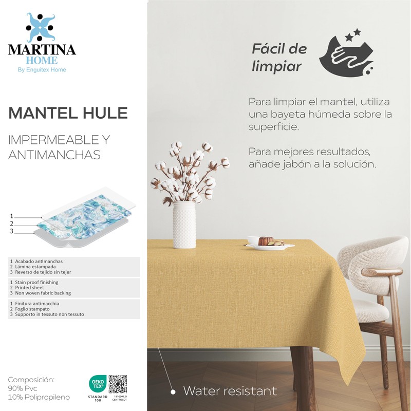 Martina Home Ter Mustard Oilcloth Tablecloth 180 x 140 cm