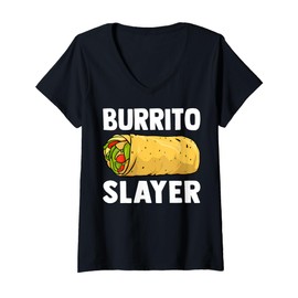 Womens Burrito Slayer - Funny Mexican Food Burrito Lover Gifts V-Neck T-Shirt