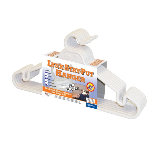 Tri-Lynx 1200W Lynx Stay-Put Hanger (6 pack), White