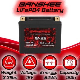 Banshee YTX12-BS Lifepo4 Lithium Motorsports Battery Compatible with Triumph Tiger 1050 SE 2010 to 2011