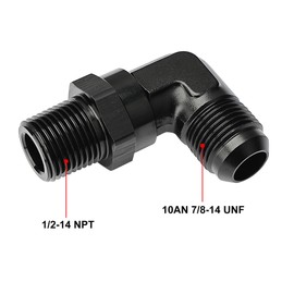 EVIL ENERGY 10AN Male Flare to 1/2" NPT 90 Degree Swivel Fitting Adapter Aluminum Black