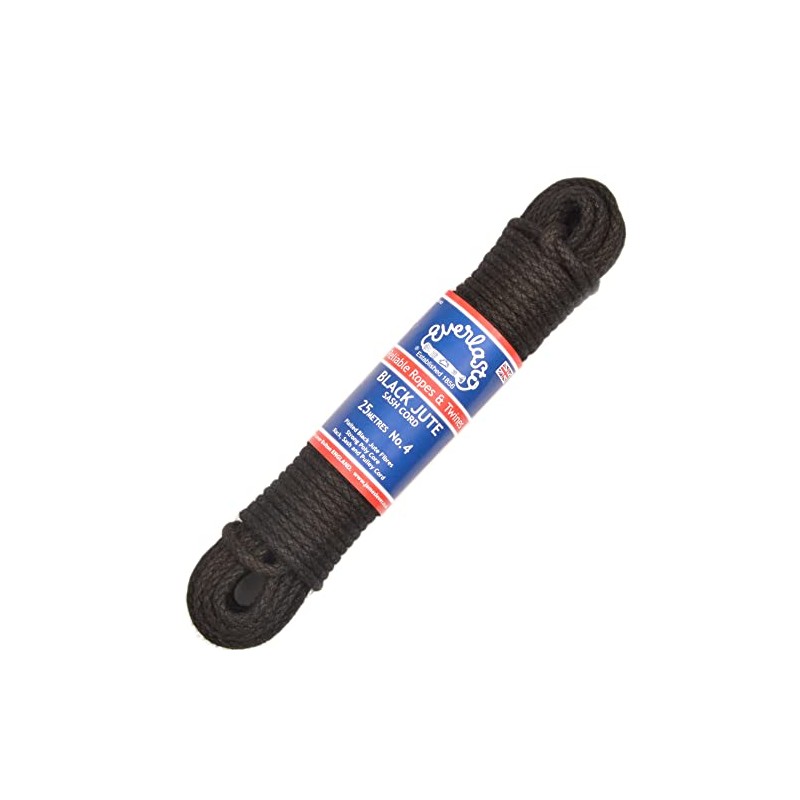 Quality Everlasto Plaited Black Jute Sash Cord (No.4-6MM) Various Lengths