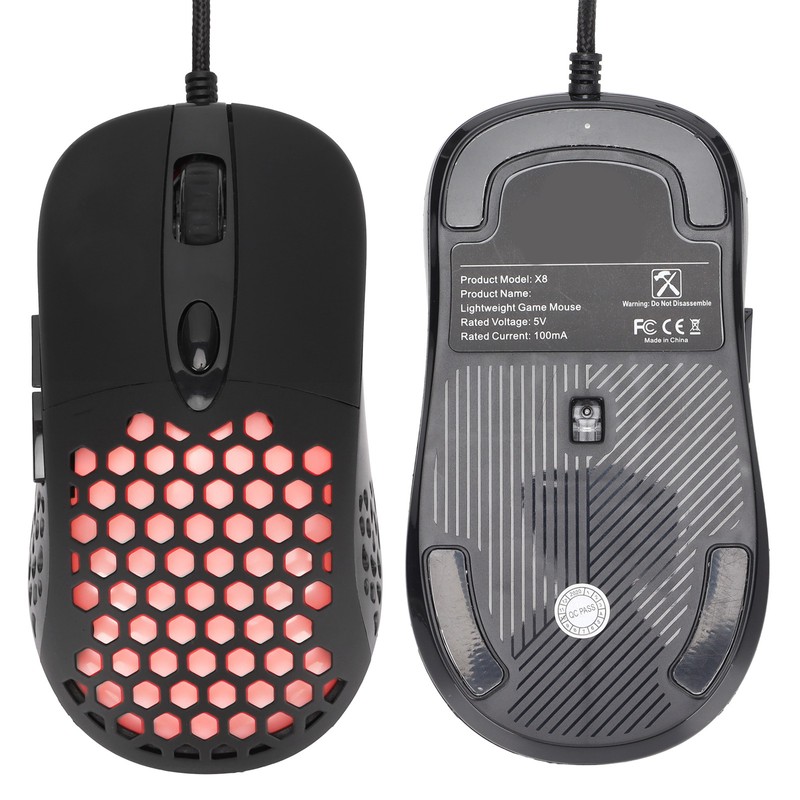 Gamer Wired Mouse X8 Hole Luminous Hollow RGB Computer Accessory