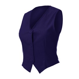 Design by Olivia - Chaleco de traje de esmoquin para mujer, informal, versátil, con espalda cruzada, Azul marino (recortado), S