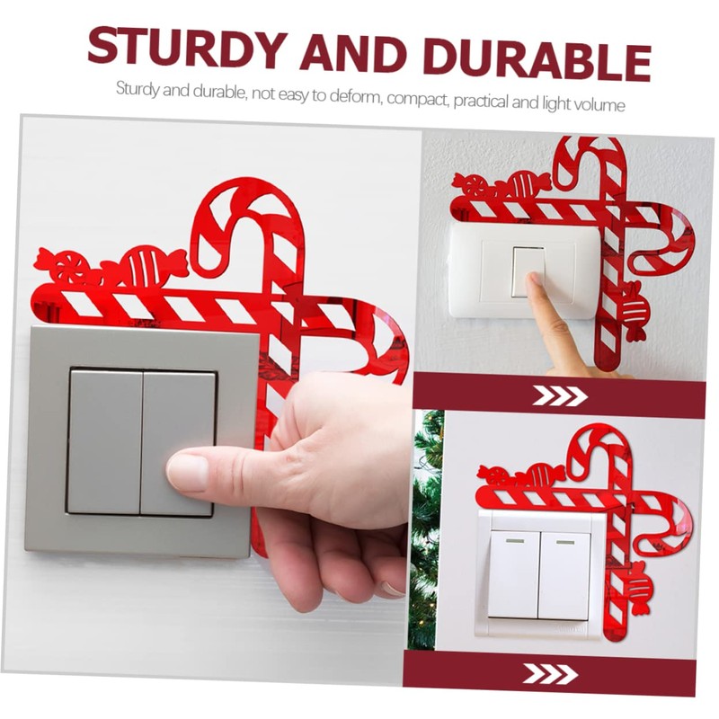 OSALADI 3D Cane Candy Stickers Christmas Window Decals Merry Christmas