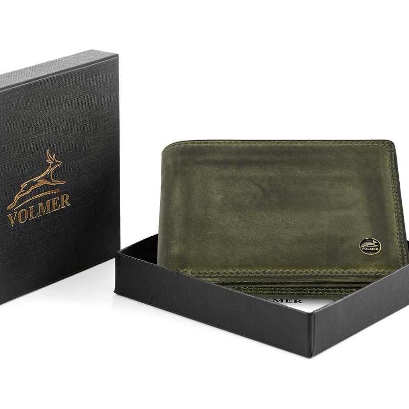 Fa.Volmer Men's Leather Wallet with RFID Protection - Extra Sturdy