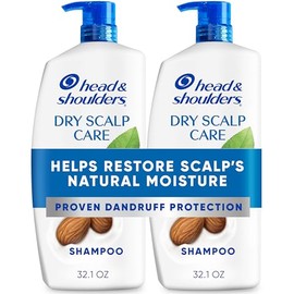 Head & Shoulders Champú anticaspa, Champú para cuidado del cuero cabelludo seco Paquete doble, 1% de piritiona de zinc y aceite de almendra para alivi