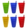(Set of 4) Plastic Straw Cups with Built-In Straws –