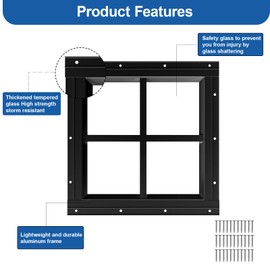 NeatiEase 2 Pack Shed Windows 12"x12", Transom Window Fixed Design with Tempered Glass for Playhouses, Sheds, Garage and Chicken Coops (Black)