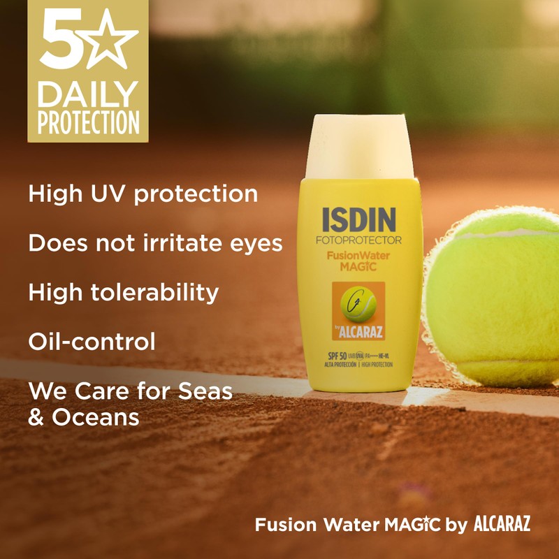 ISDIN Fotoprotector Fusion Water MAGIC by Alcaraz Facial Sunscreen with
