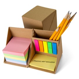 Officemate YouCube Storage Organizer with Sticky Notes, Brown (21559)