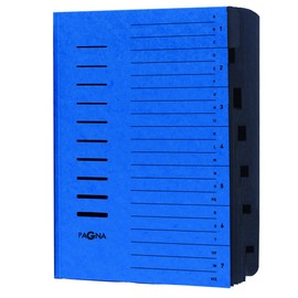 Pagna 24081-02 File 7 Sections Pressboard Elastic Straps Black Index 1-7/A-Z on Cover Blue