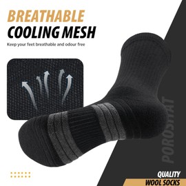 RUIXUE Mens Walking Socks, Merino Wool Hiking Socks for Men Women, Breathable Moisture Wicking Athletic Socks for Running Trainer Work Skiing and Outdoor Sports - 3 Pairs