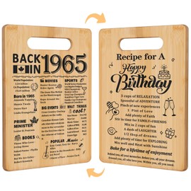 60th Birthday Gifts for Women Men,Back in 1965&Recipe for A Happy Birthday Double Sided Cutting Board Gift for Her Him,60th Birthday Gifts Ideas,Cool Gifts for 60 Year Old Woman