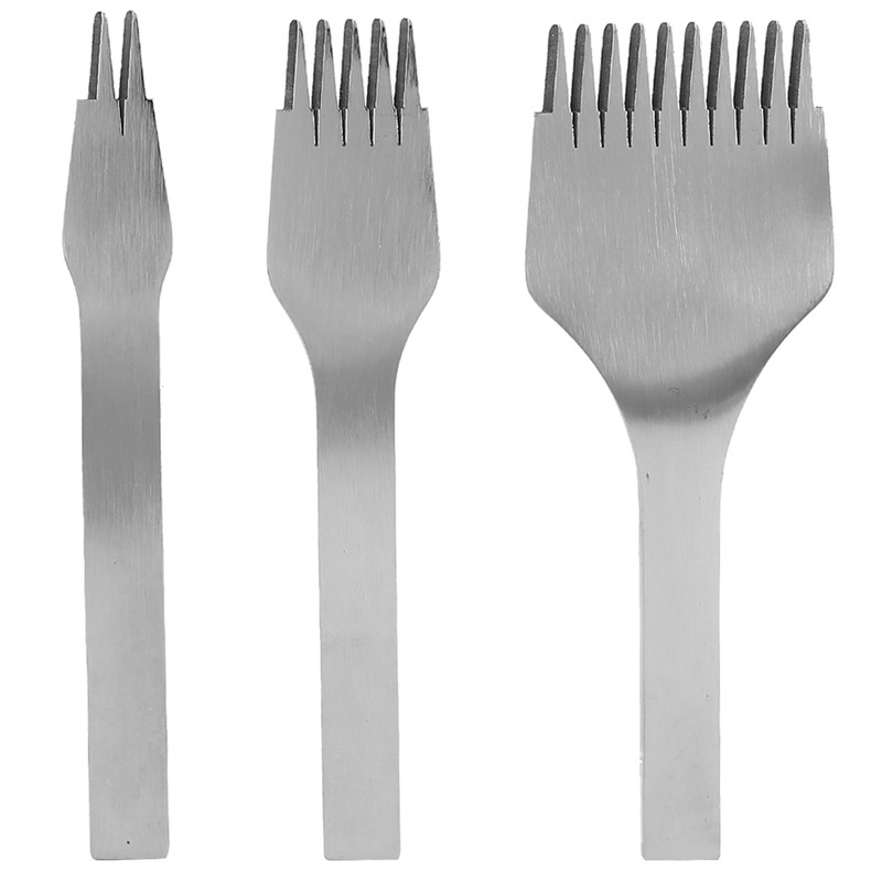 3pcs Steel Leather Chisel Hole Punching 2+5+10 Prong DIY Hand