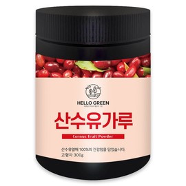 Hello Green 국산 구례 산수유 분말 가루 300g(통) Korean Gureuey Sansuyu Powder 300g (Container)