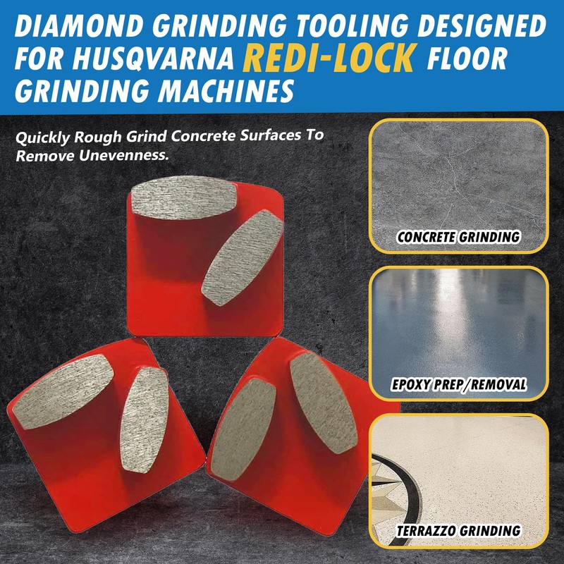 Diamond Concrete Grinding Discs for Husqvarna Redi-Lock, Medium Bond, Set