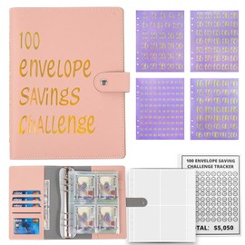 100 Envelopes Challenge Binder,A5 Money Saving Budget Binder with Cash Envelopes- Money Saving Binder Savings Challenges Book to Save $5,050 Budget Planner for Budgeting Planner Saving Money