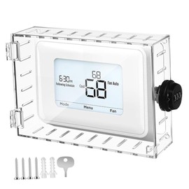 KONTONTY Lockable Thermostat Clear Acrylic Wall Mounted Thermostat Guard with Combination Lock Fit for Various Models Easy Installation High Transparency